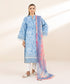 Unstitched Women's Printed Lawn Blue Two Piece Suit